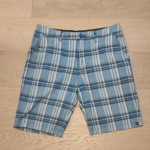 Quiksilver Blue Flat Front Shorts Classic Plaid